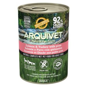 Arquivet Salmón y pavo con guisantes y aceite de salmón