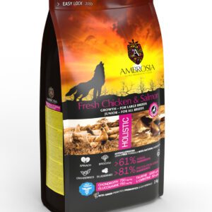 Ambrosia Grain Free Puppy Pollo fresco y salmón 12k (razas medianas y grandes)