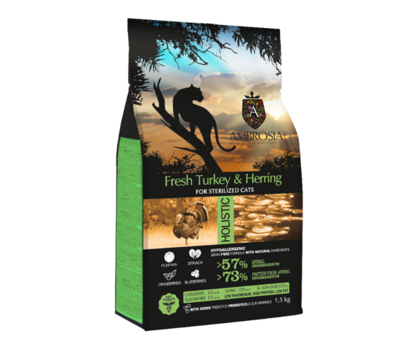 Ambrosia GF Sterilized Pavo fresco y Arenque 1,5kg