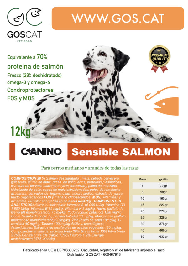 Goscat Canino sensible salmón 12k