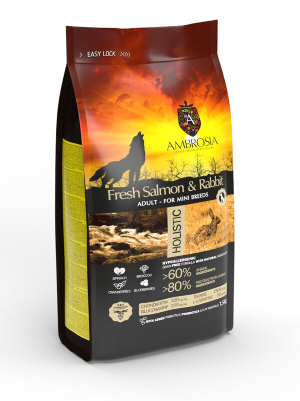 Ambrosia Grain Free de Salmón y Conejo Mini 5k